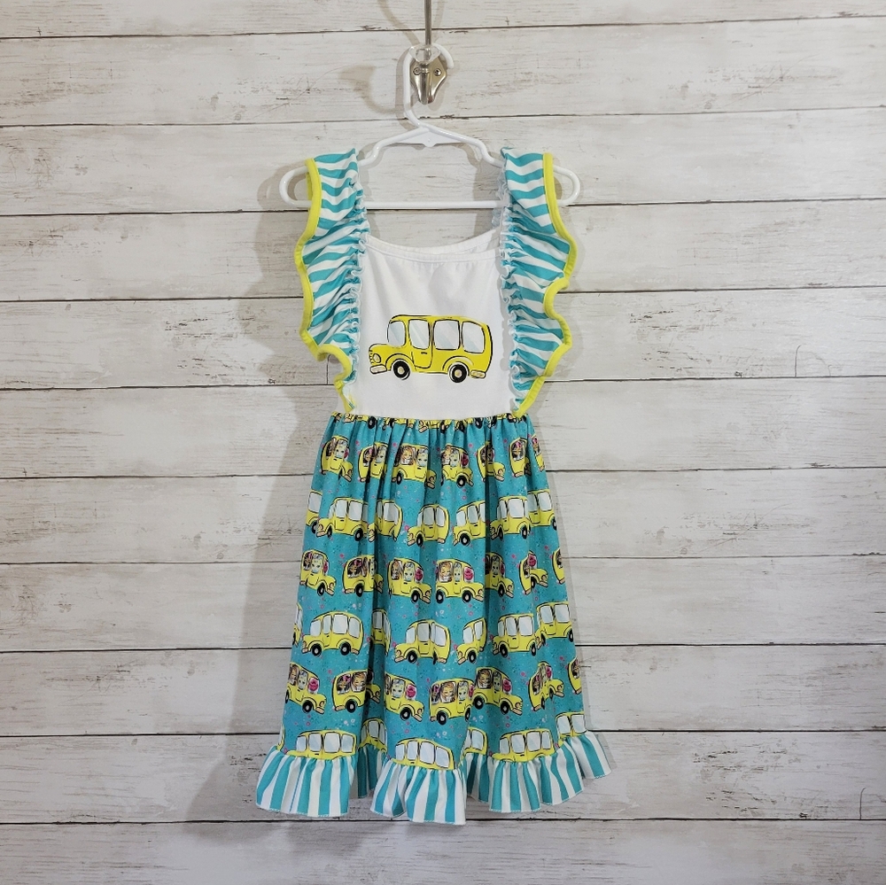 Girls Boutique Brand School Bus Tank Dress Summer Size 7